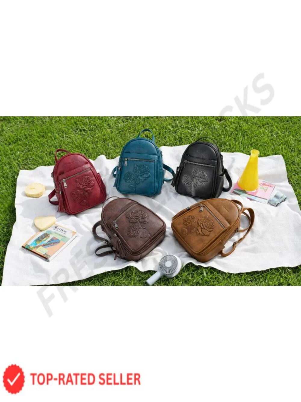 Vegan Leather Mini Backpack Purse for Women Waterproof Travel Daypack